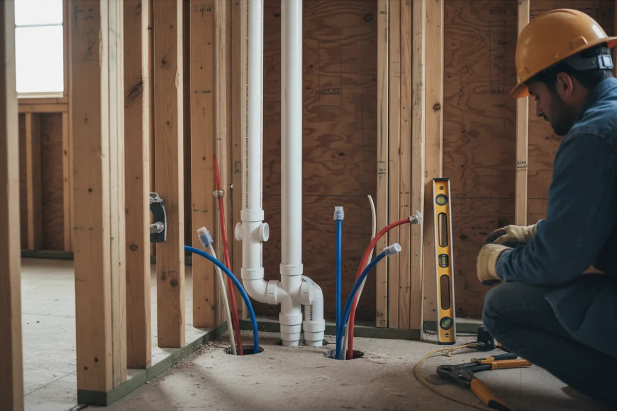 Drain and supply rough-in during Garbage Disposal Repair in Mason